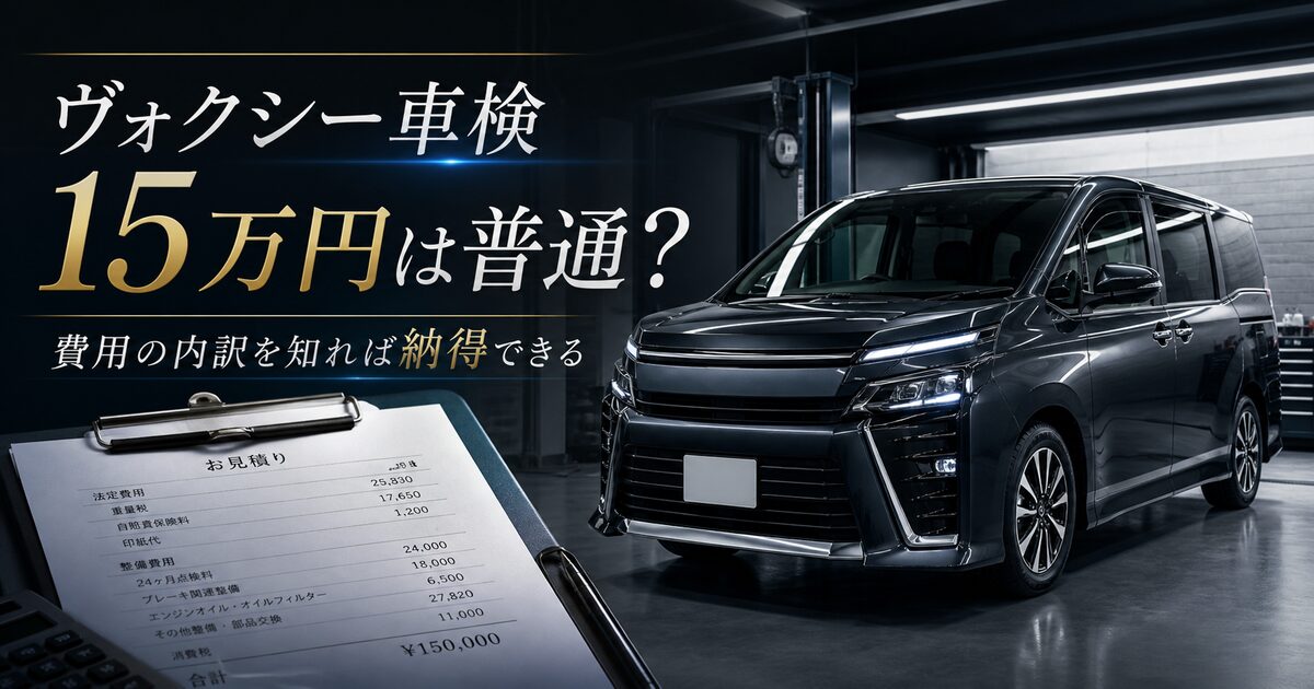 ヴォクシーの車検が15万円になる理由｜費用の内訳を把握して納得の依頼